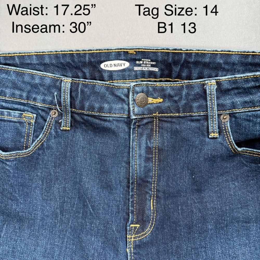 Old Navy Women's Slim Straight Ankle Frayed Hem Dark Wash Denim Jeans Size 14 - Picture 2 of 3